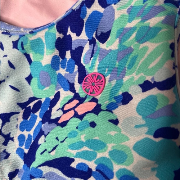 Lilly pulitzer luxletic sports bra in turquoise oasis wave after wave large - Picture 3 of 7